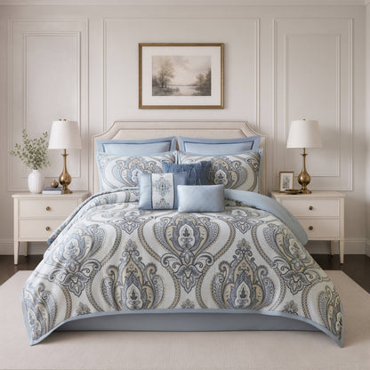 Aveline Bedding Collection-Pooled Stock - Blue
