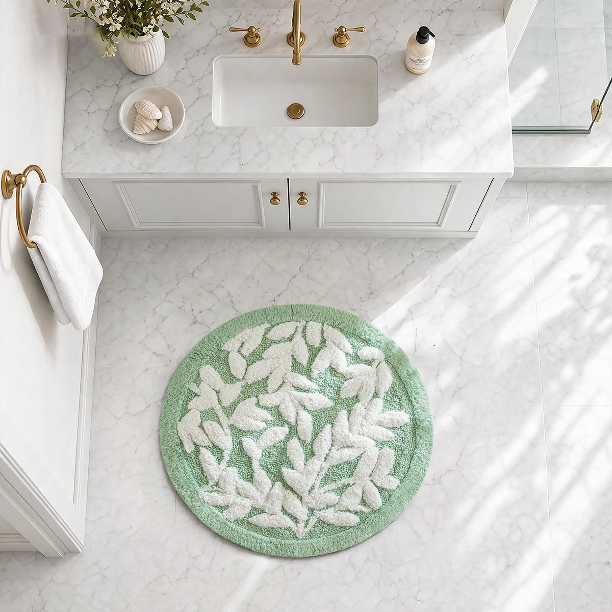 Serene Cotton Tufted Bath Rug - Sage Green