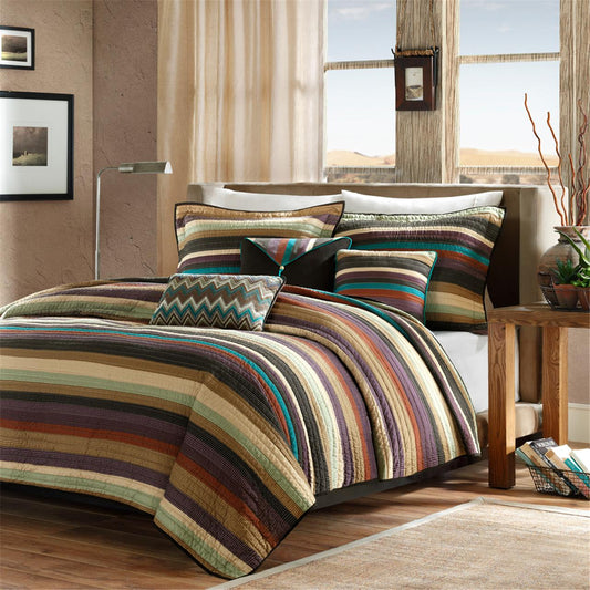 Yosemite Reversible Quilt Set with Throw Pillows - Multi
