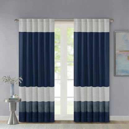 Amherst Polyoni Pintuck Curtain Panel - Navy
