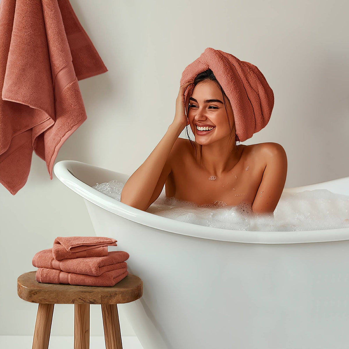 800GSM 100% Cotton 8 Piece Towel Set - Coral