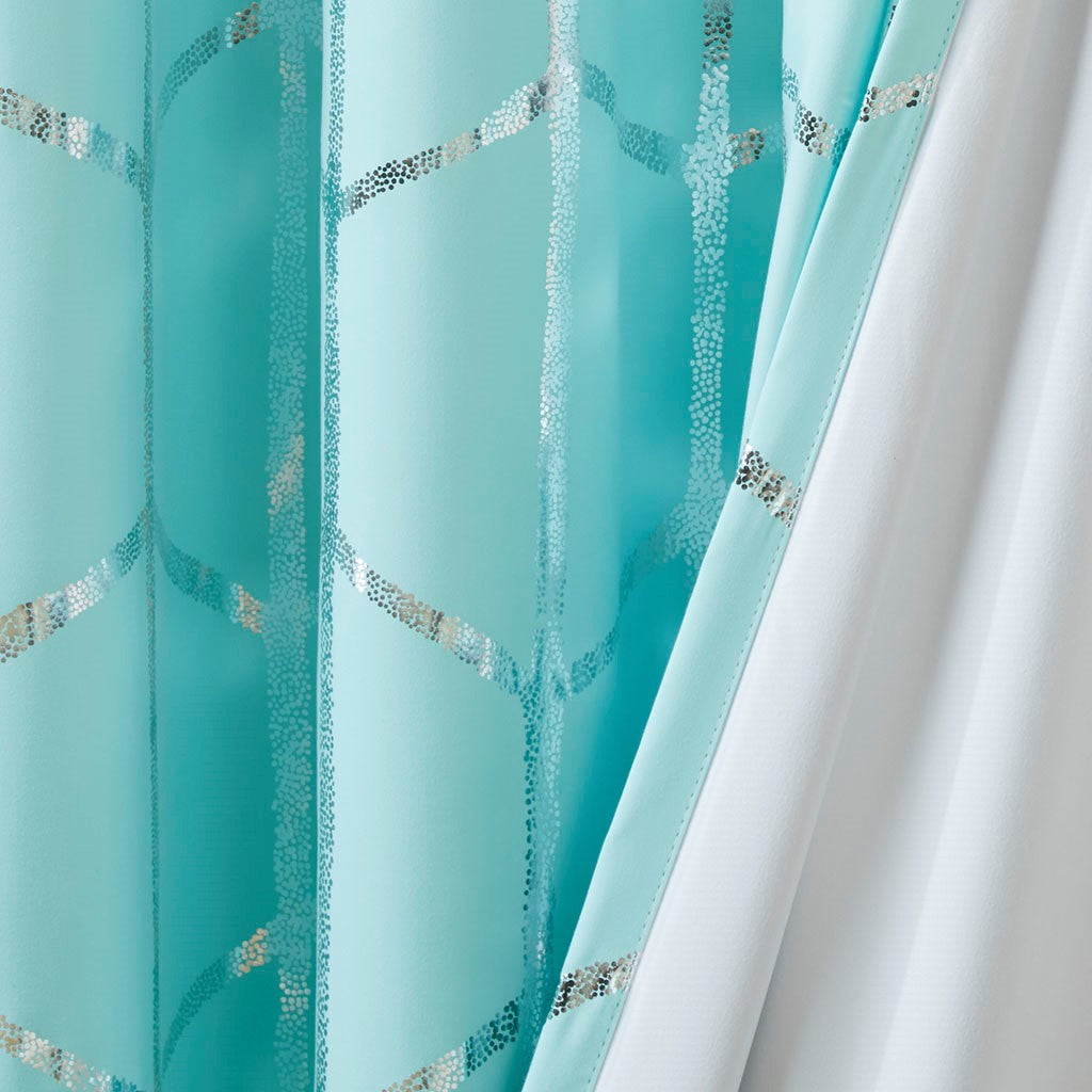 Raina Total Blackout Metallic Print Grommet Top Curtain