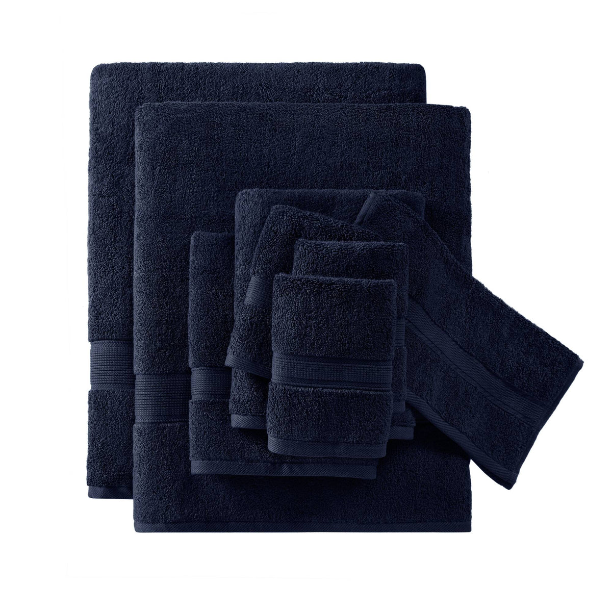 800GSM 100% Cotton 8 Piece Towel Set - Dark Navy