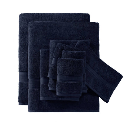 800GSM 100% Cotton 8 Piece Towel Set - Dark Navy