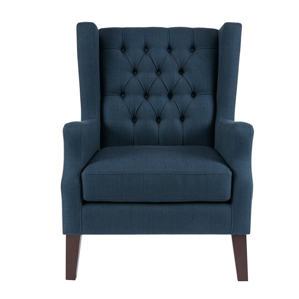 Maxwell Button Tufted Navy Wing Chair