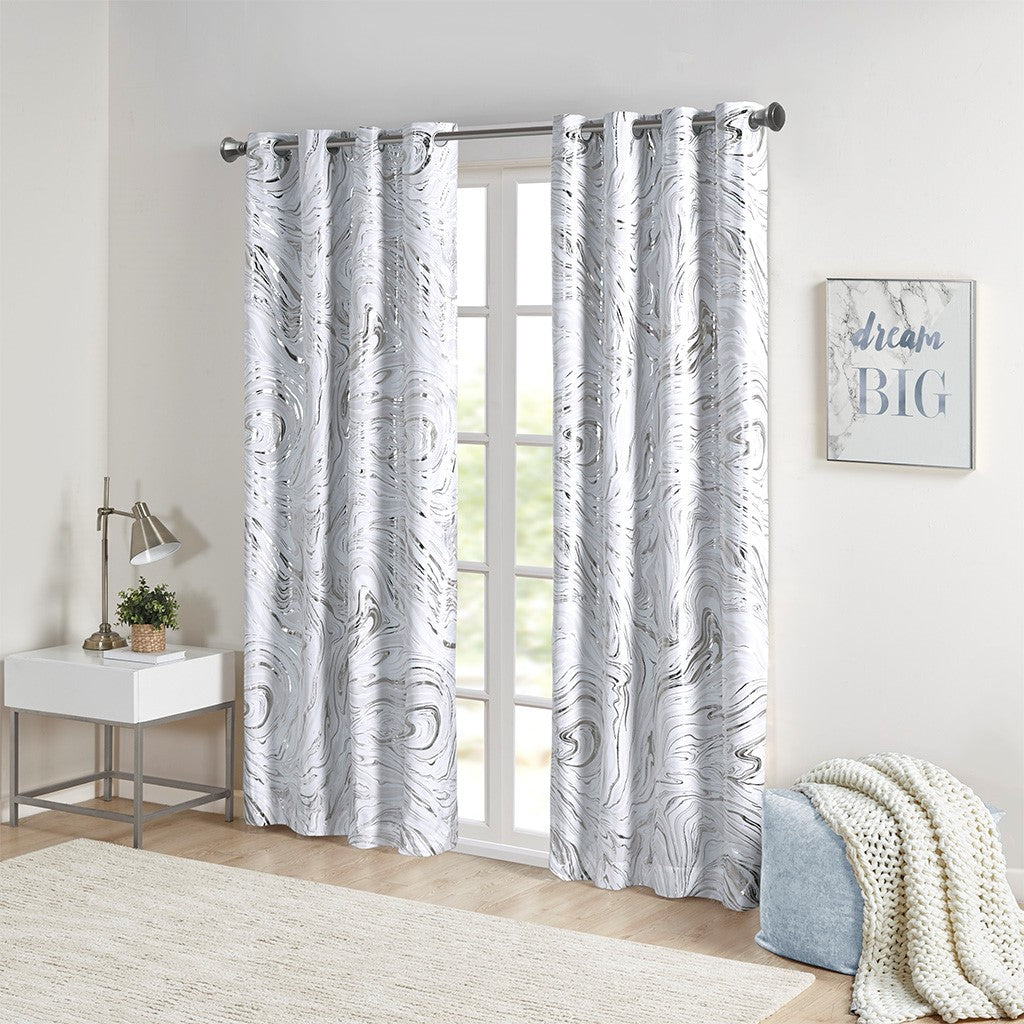 Rebecca Grommet Top Metallic Printed Total Blackout Curtain