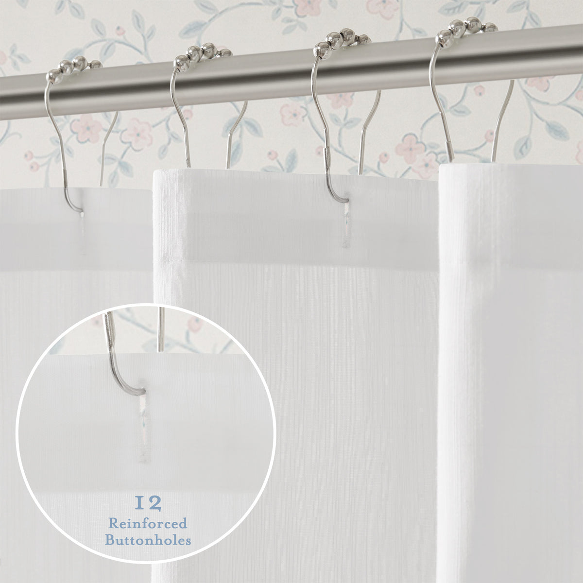 Petal Bloom Scalloped Shower Curtain - Blue
