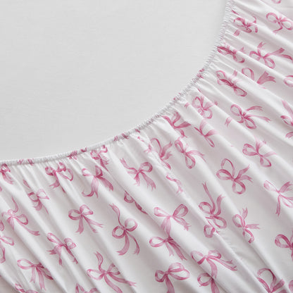 Microfiber Ruffle Sheets - Pink Bow