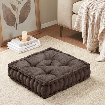 Azza Poly Chenille Square Floor Pillow Cushion Compress Pack - Brown
