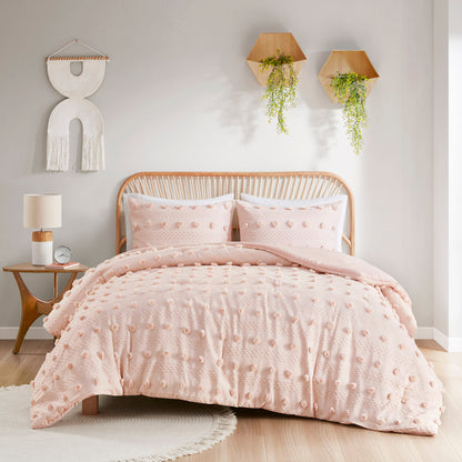 Lucy Clip Jacquard Comforter Set - Pink