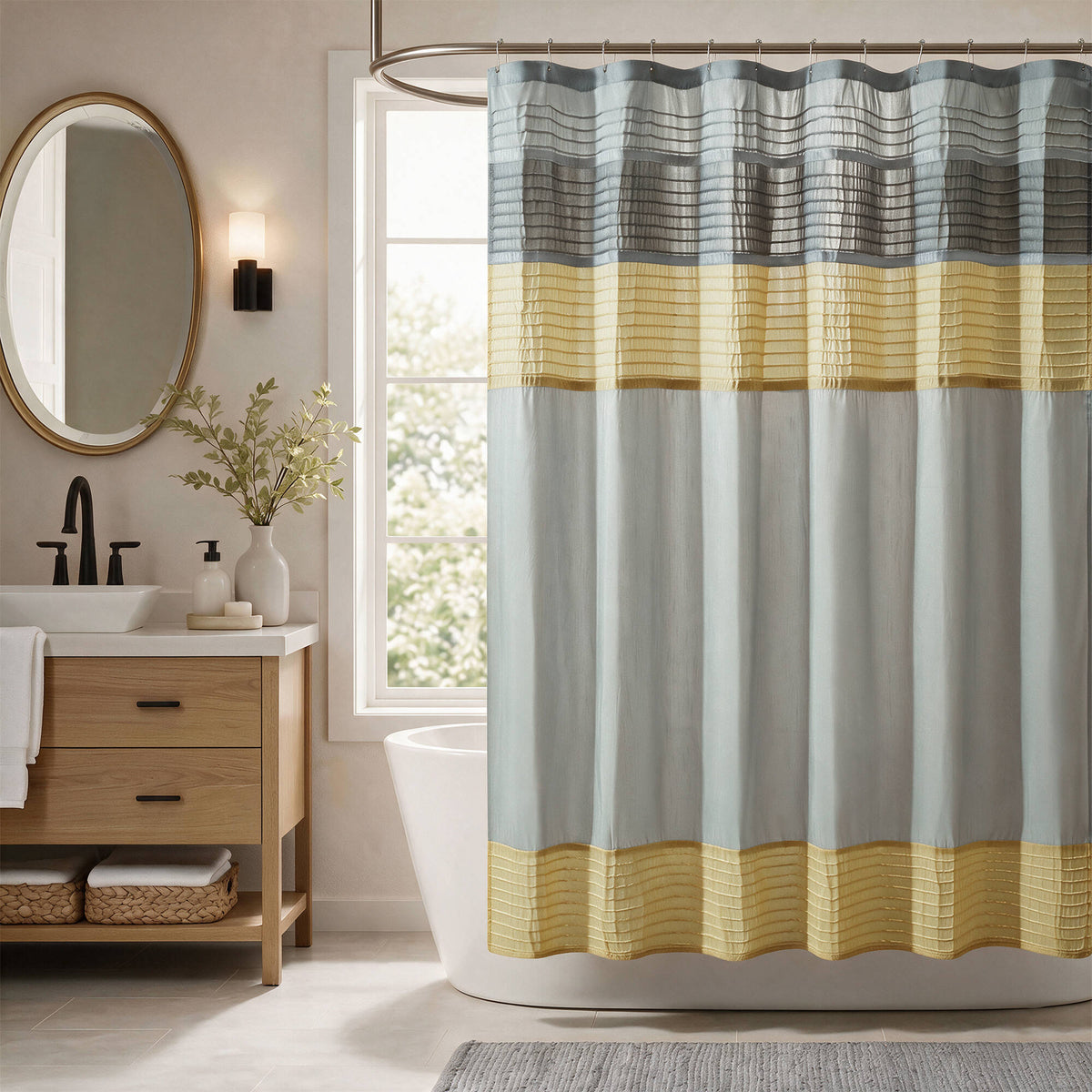 Amherst Faux Silk Shower Curtain - Yellow
