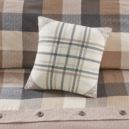 Ridge 6 Piece Herringbone Duvet Cover Set - Neutral