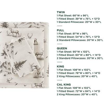 Cotton Flannel Sheet Set - Gray Deer Toile