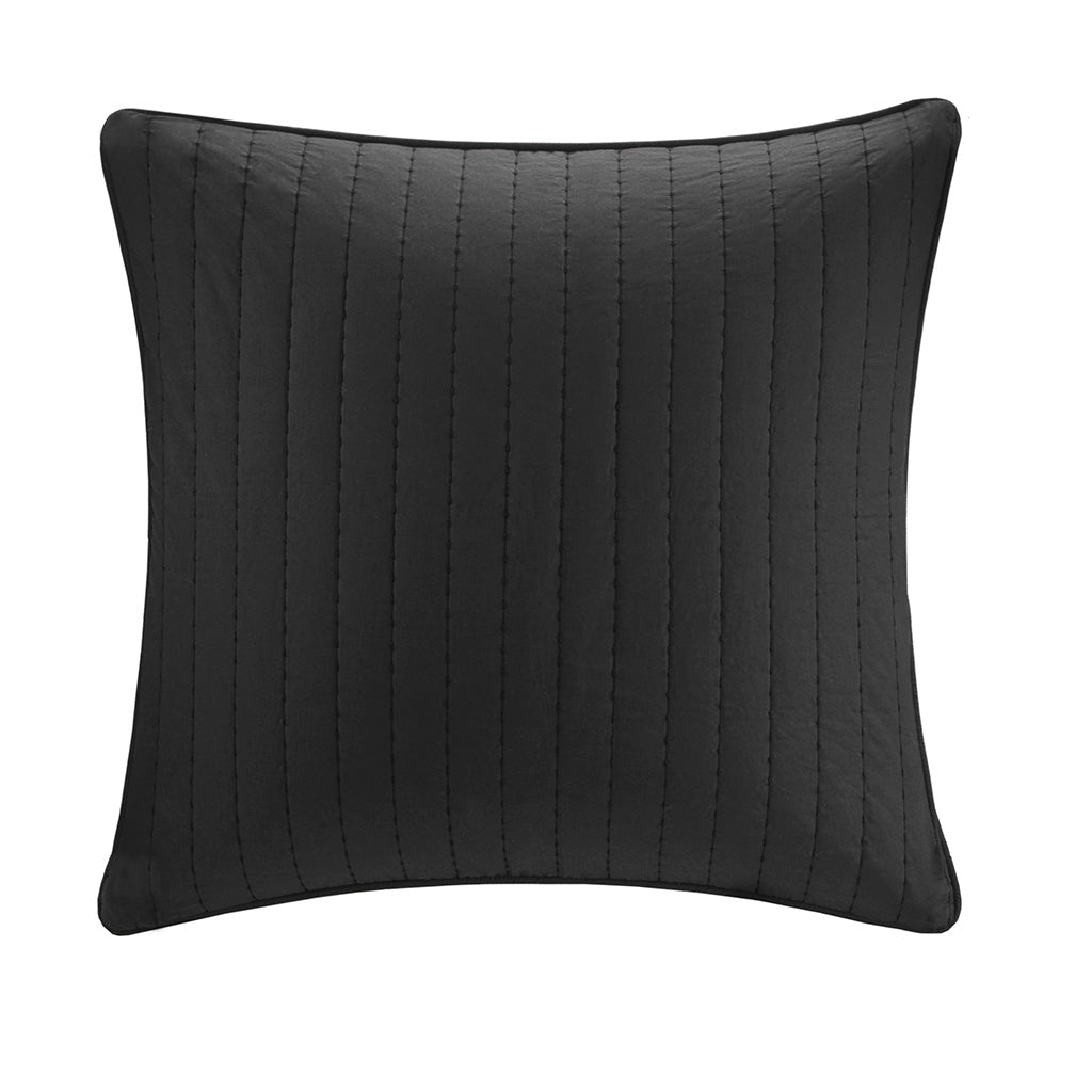 Camila Cotton Quilted Euro Sham - Black