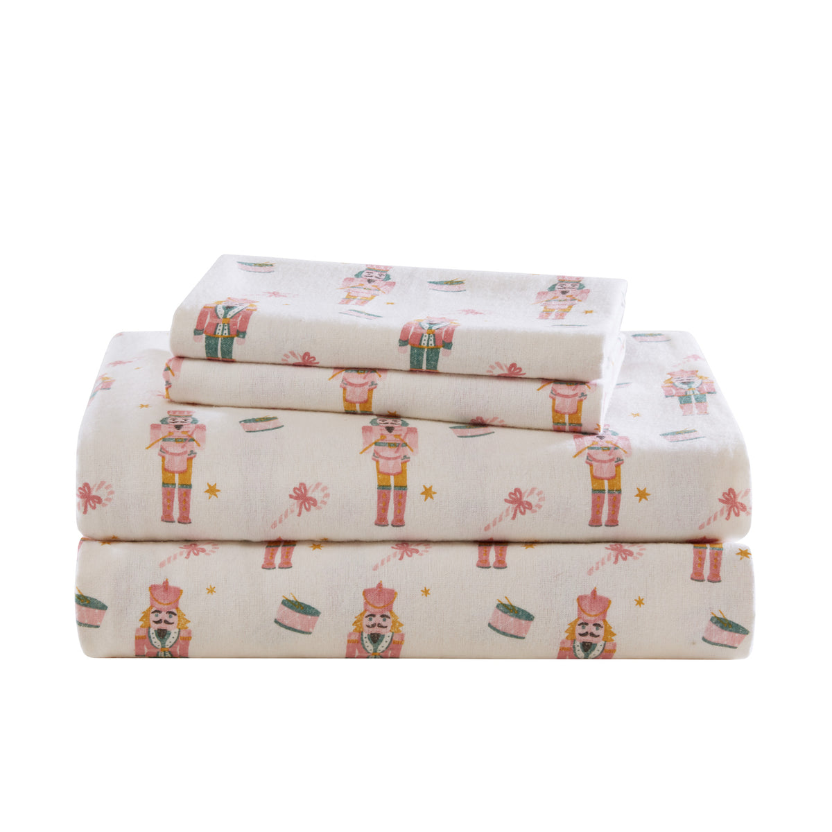 Cozy Soft Cotton Flannel Printed Sheet Set - Nutcracker