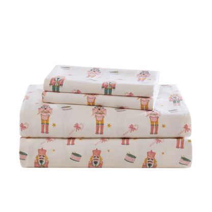 Cozy Soft Cotton Flannel Printed Sheet Set - Nutcracker