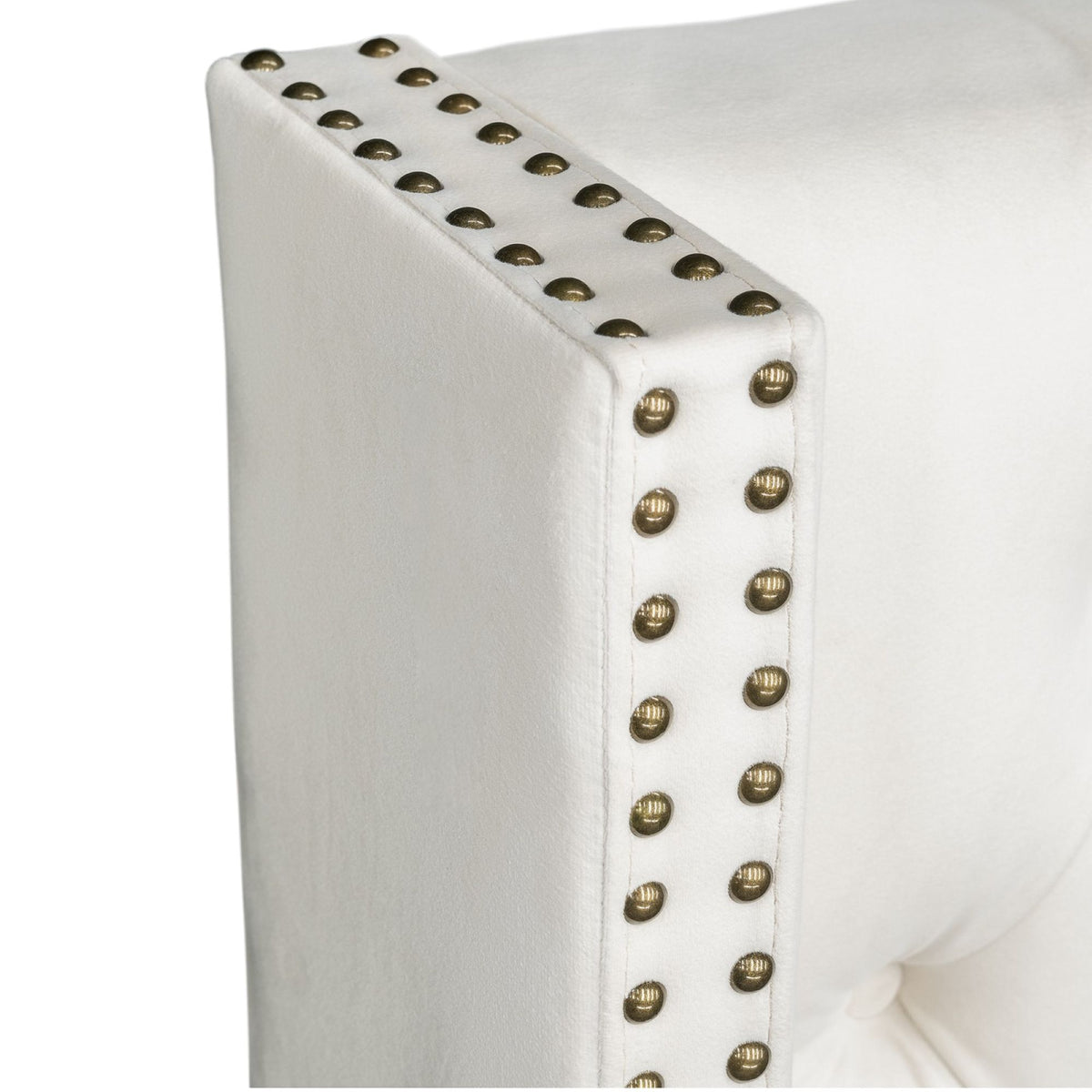 Amelia Upholstered Wingback Headboard with Button Tufting & Nailhead Trim - Beige Velvet