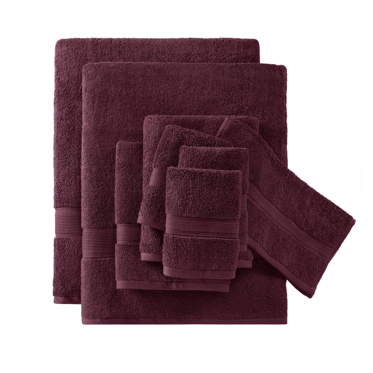 800GSM 100% Cotton 8 Piece Towel Set - Burgundy