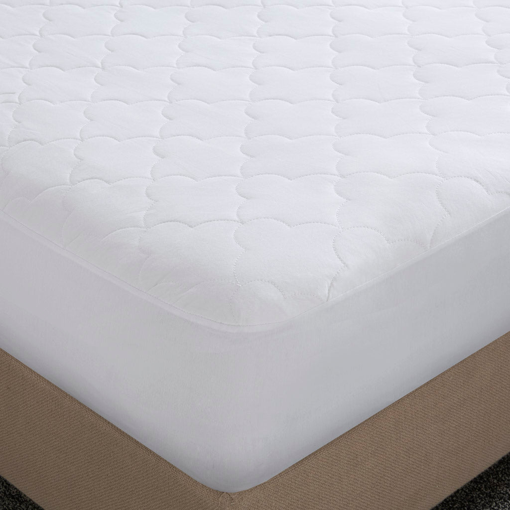All Natural Cotton Percale Quilted Mattress Pad - White