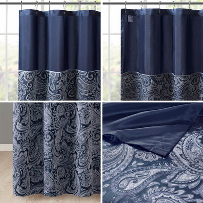 Aubrey Jacquard Shower Curtain - Navy