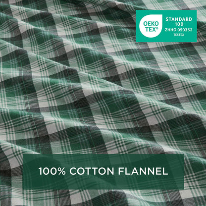 Cotton Flannel Sheet Set - Green Plaid