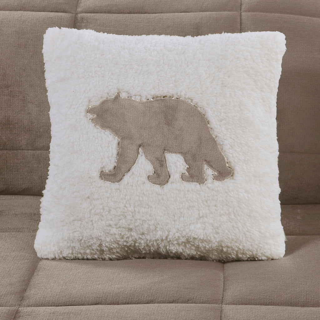 Alton Plush to Sherpa Down Alternative Comforter Set - Taupe/Ivory