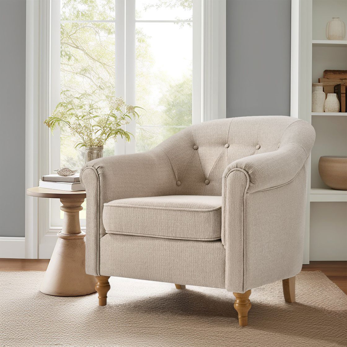 Fayette Tufted Accent Arm Chair - Natural