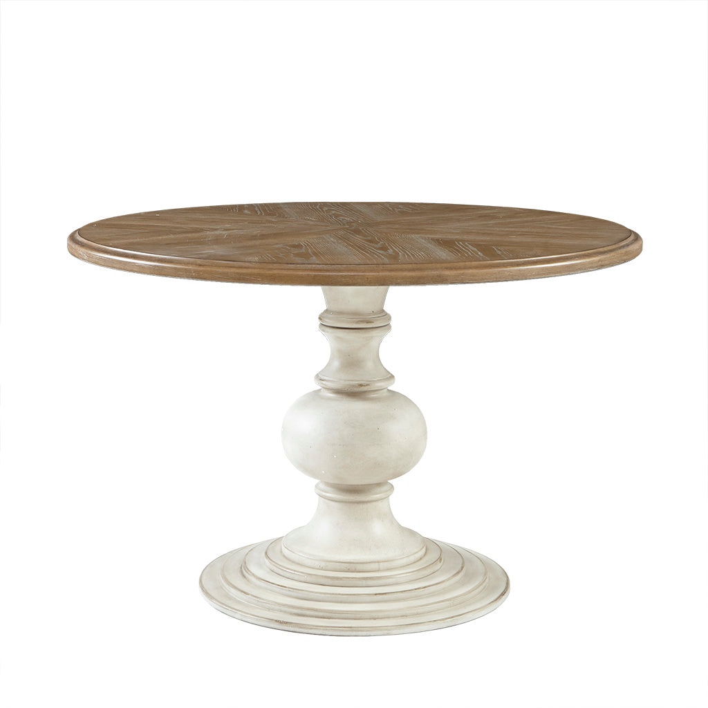 Lexi 46" Round Pedestal Dining Table - Reclaimed Walnut/Antique Cream