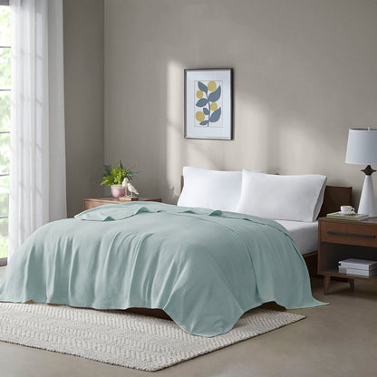 Freshspun Basketweave Cotton Blanket - Blue