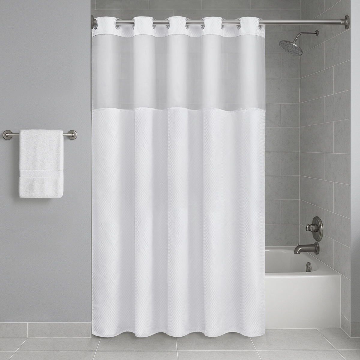 Plain Weave Essential Shower Curtain - Pindot - White