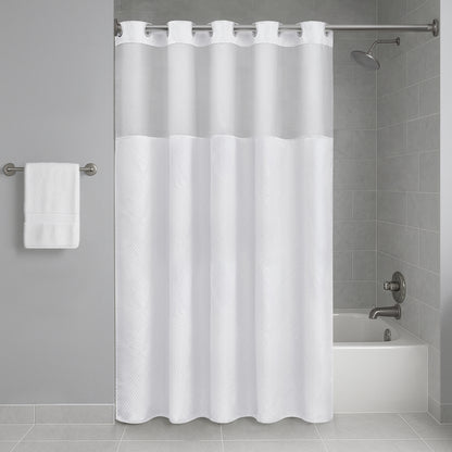 Plain Weave Essential Shower Curtain - Pindot - White