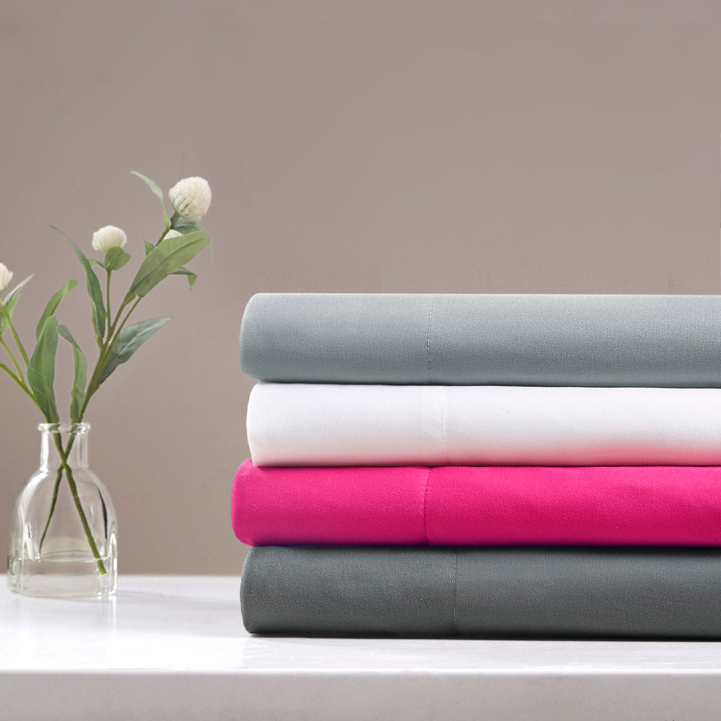 Microfiber Sheet Set with Side Storage Pockets - White