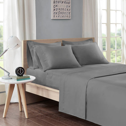 Microfiber Sheet Set with Side Storage Pockets - Charcoal