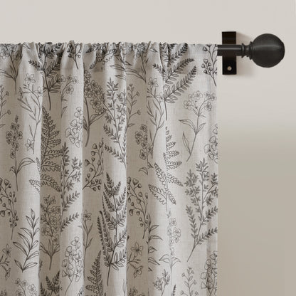 Aria Floral Window Panel - Charcoal