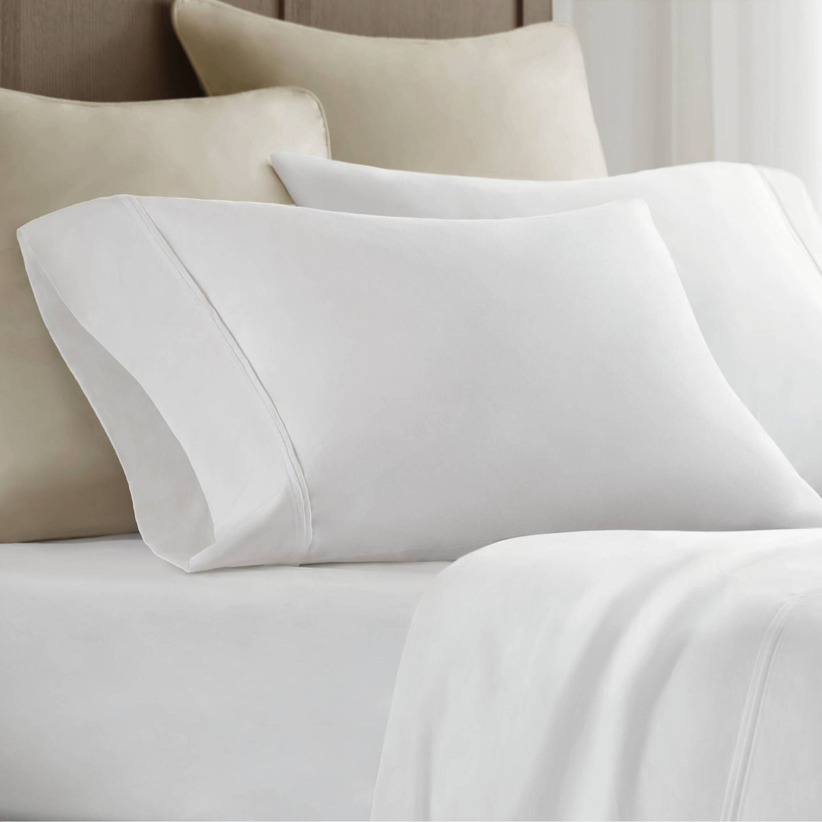 100% Egyptian Cotton Sateen Pillowcase Set - White