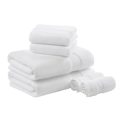 Turkish Cotton 6 Piece Bath Towel Set - White