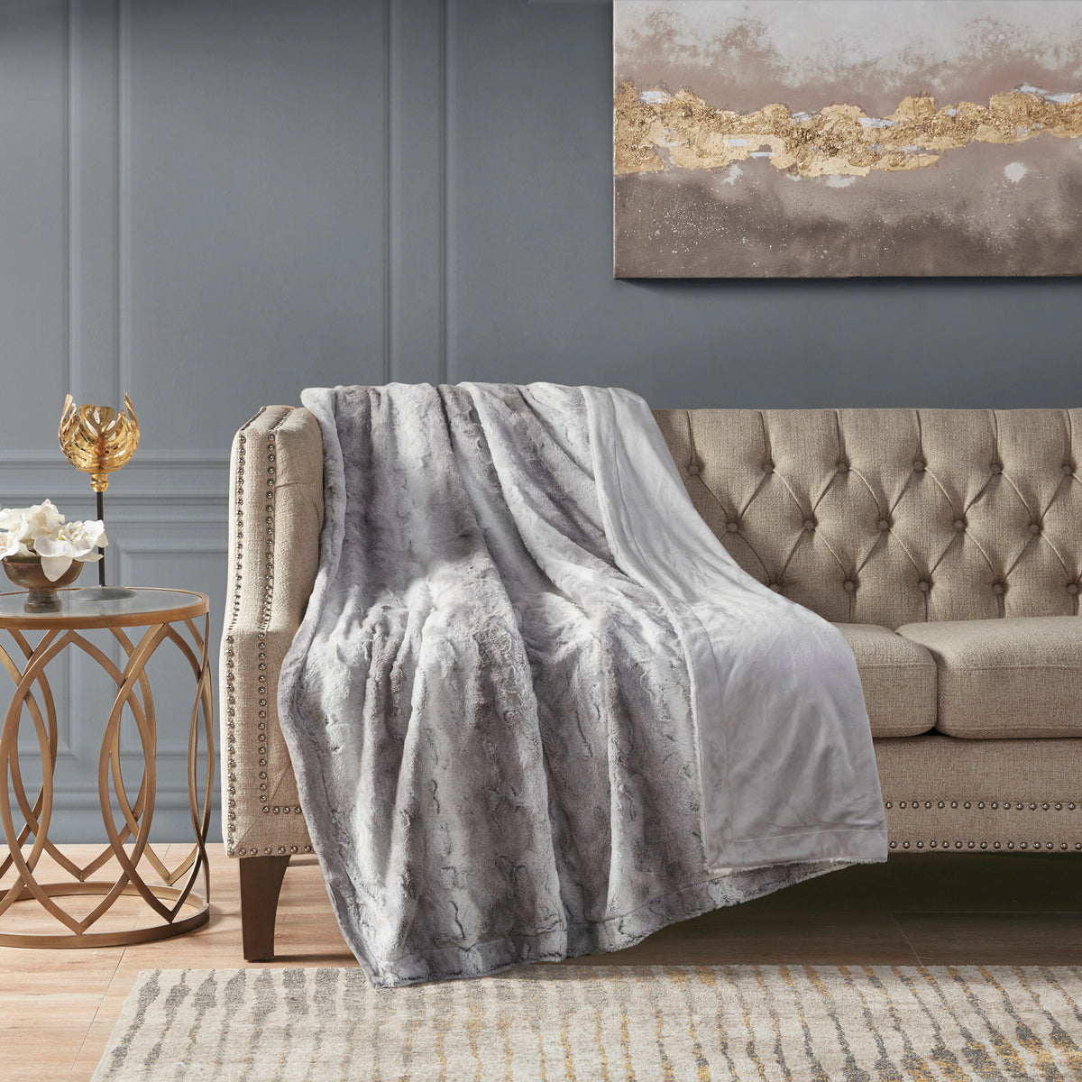 Zuri Faux Fur Throw - Grey
