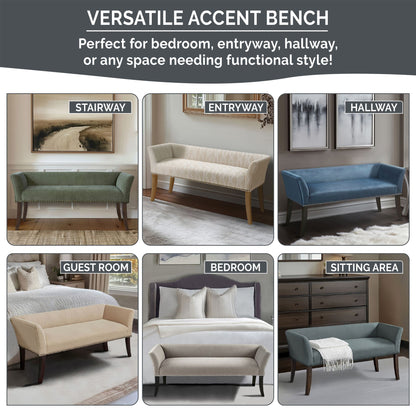 Welburn Upholstered Bench - Blue