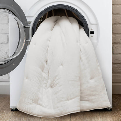 Breeze cotton gauze embroidered Euro Sham - White