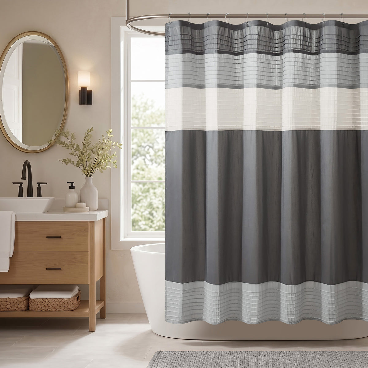 Amherst Faux Silk Shower Curtain - Grey