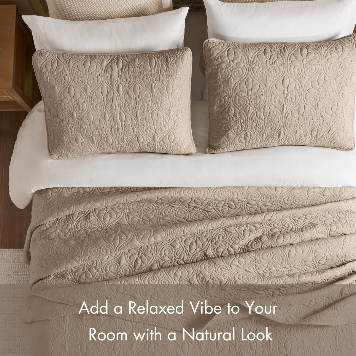 Quebec Reversible Bedspread Set - Khaki