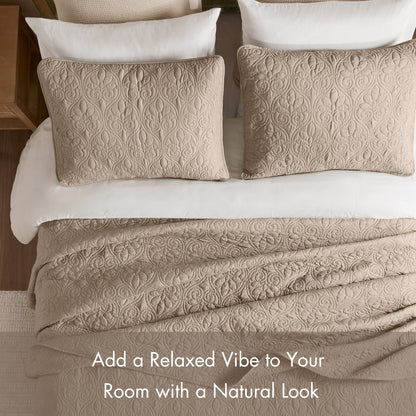 Quebec Reversible Bedspread Set - Khaki