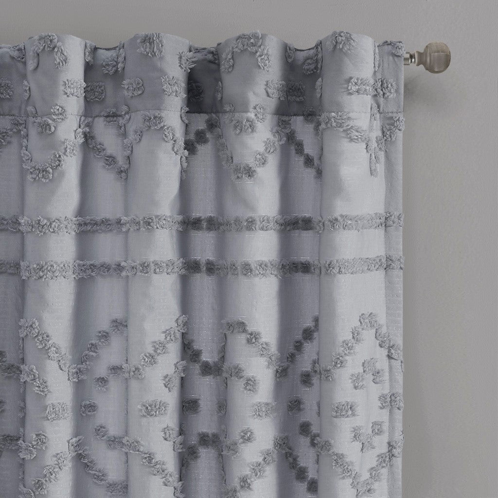Annie Solid Clipped Jacquard Window Curtain