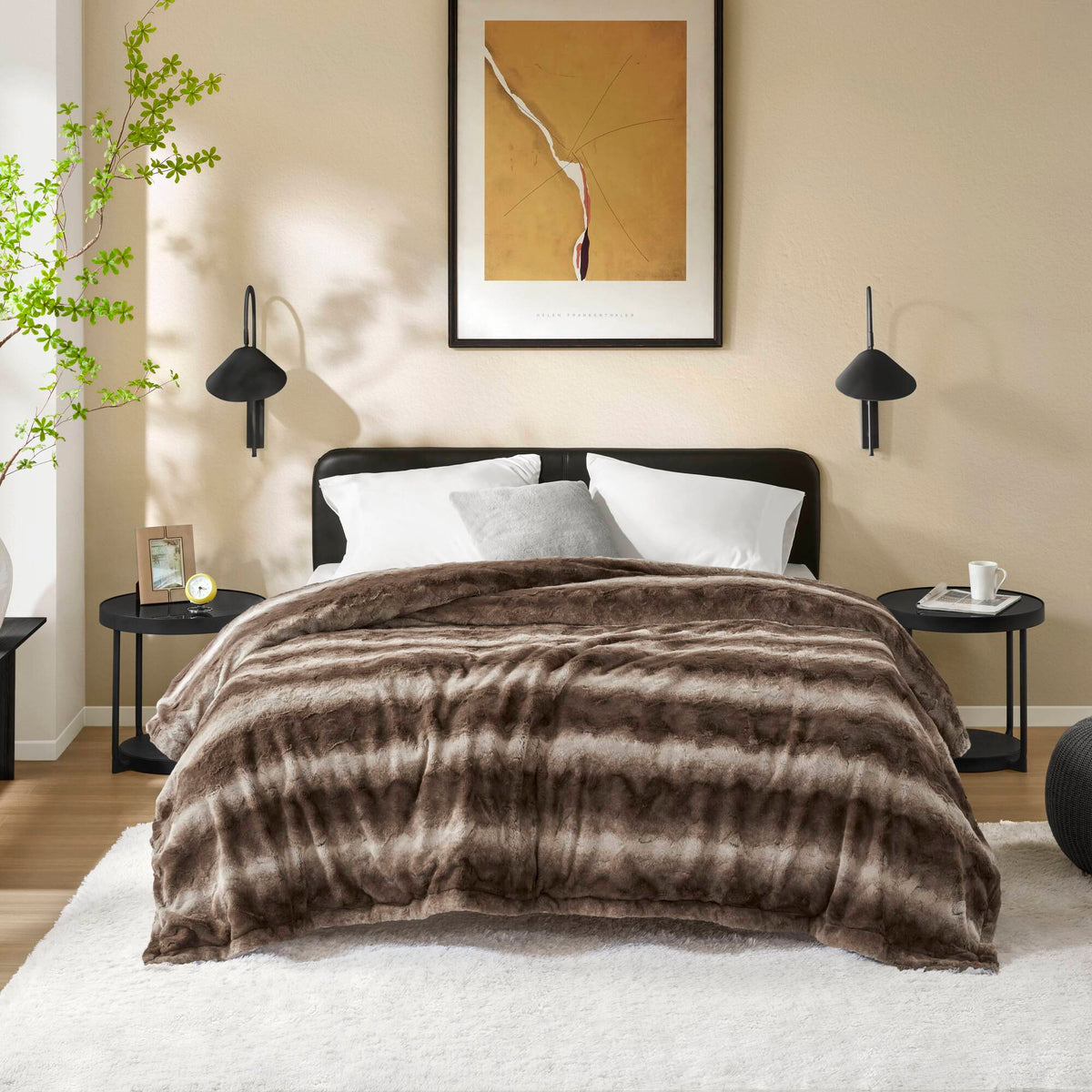 Zuri Faux Fur Blanket - Brown
