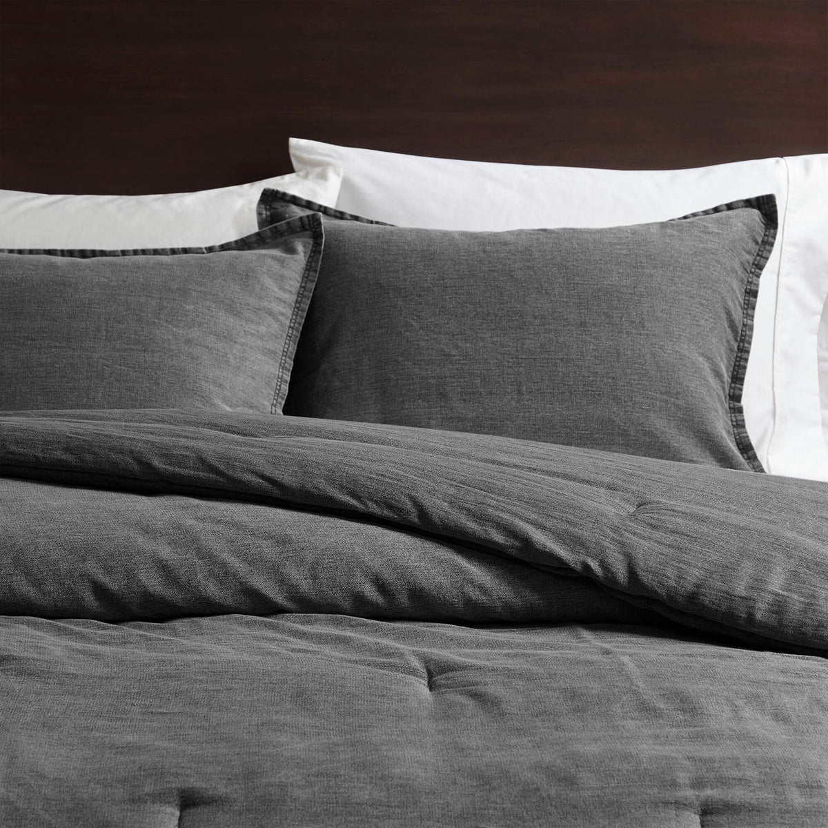 Mckenzie Cotton Twill Washed Comforter Set - Grey