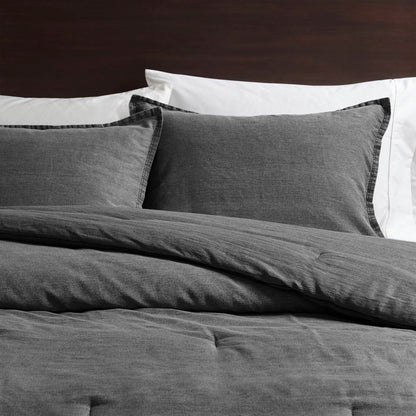 Mckenzie Cotton Twill Washed Comforter Set - Grey