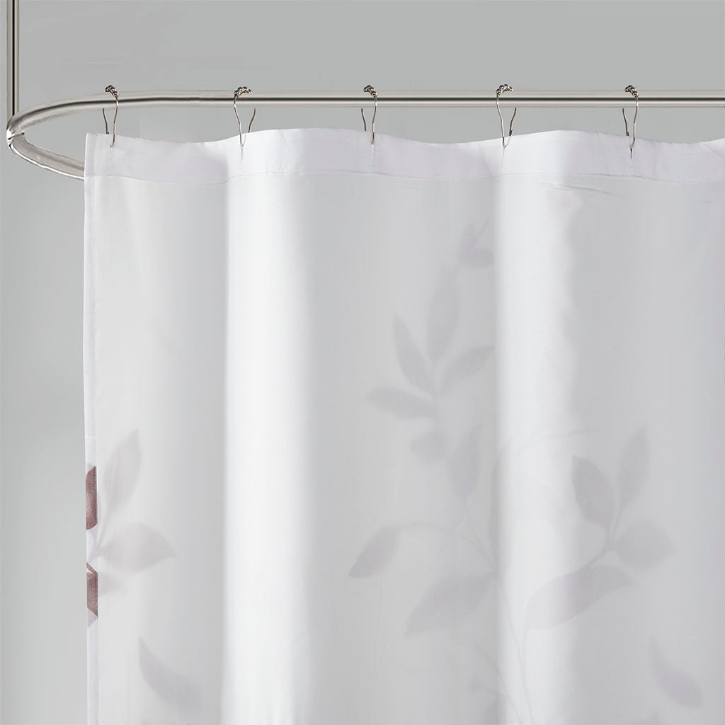 Cecily Burnout Printed Shower Curtain - Mauve