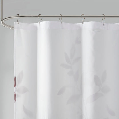 Cecily Burnout Printed Shower Curtain - Mauve