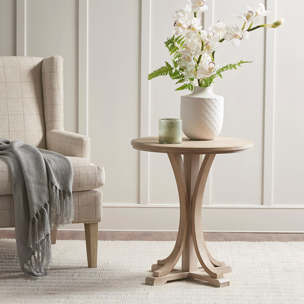 Fatima Round Accent Table - Reclaimed Wheat