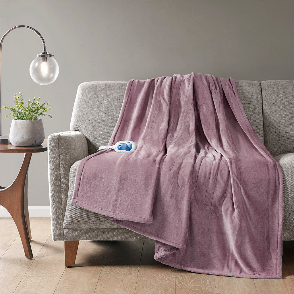 Plush Heated Throw - Lavender